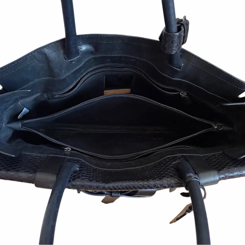 Reed Krakoff Black Leather / Python Boxer Tote‎